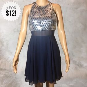 Speechless Sequin Formal Dress Mesh Midriff Panel
